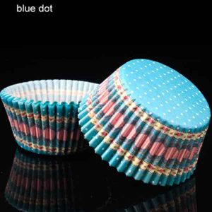 100Pcs/pack Blue Dot Cake Muffin Cupcake Paper Cups