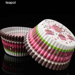 100Pcs/pack Teapot Cake Muffin Cupcake Paper Cups