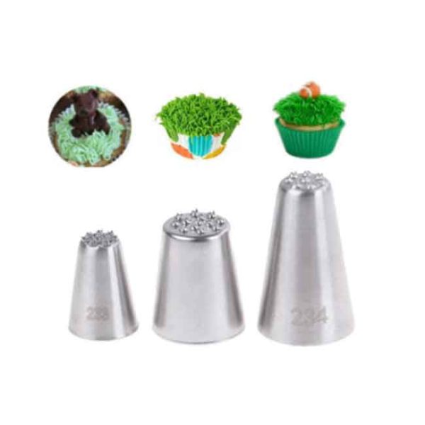 3Pc Stainless steel cream decoration mouth Small grass shape cream nozzle