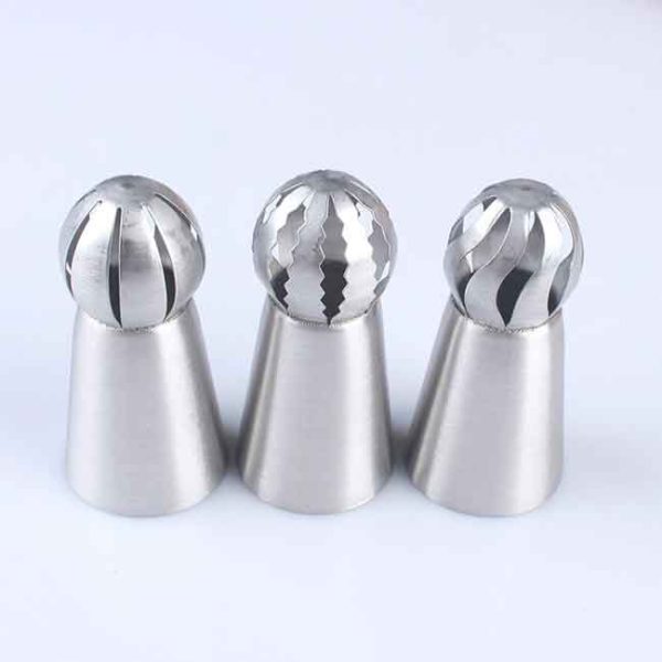3Pcs Cupcake Stainless Steel Ball Shape Nozzle