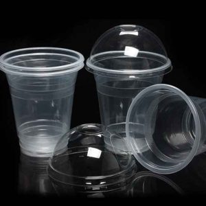 50 Pcs 350ml 6g Disposable Clear Plastic Cups with a Hole Dome Lids (প্লাস্টিক ওয়ানটাইম জার)